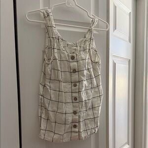 notPERFECTLINEN White and Black Checkered Tank